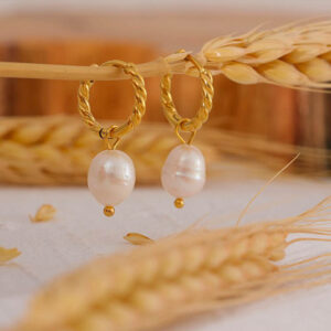 Twisty Wheat Pearl Earrings